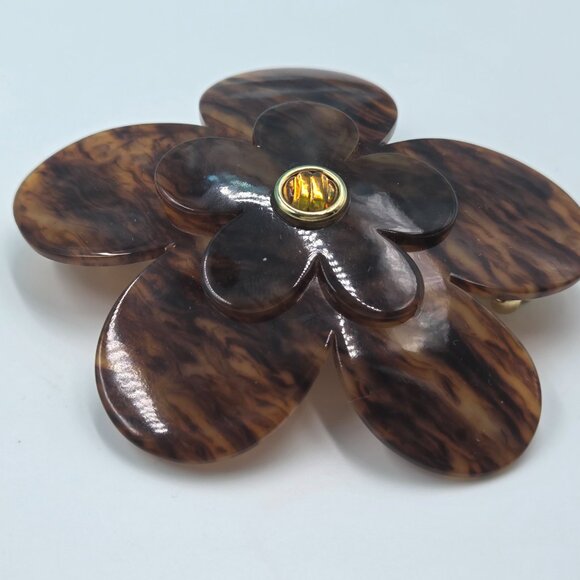 Laurent Olivier France Hair Clip – 1990s – Made in France – Brown Flower - Picture 6 of 9